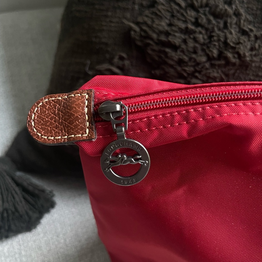 Longchamp Red Tote with Brown Leather Trim - Picture 4 of 8